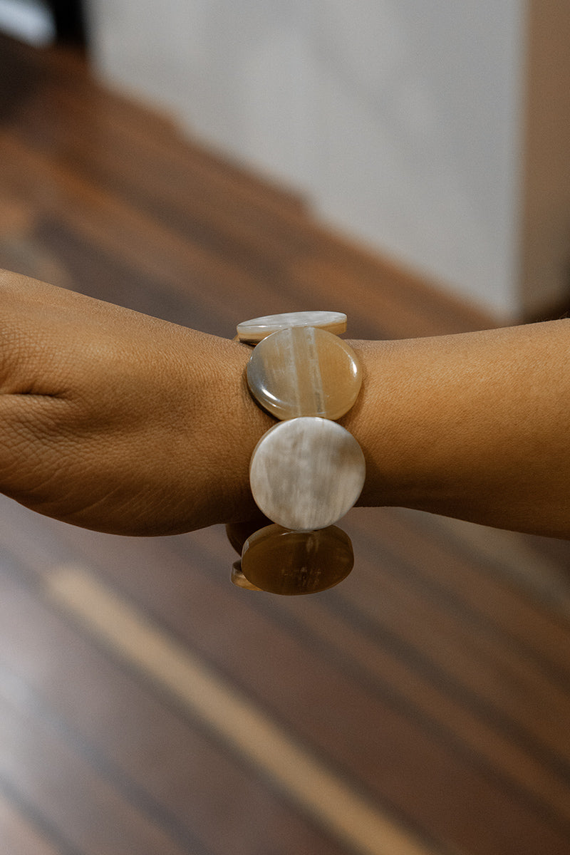 Bracelet naturel • Rond plat • Corne de zébu de Madagascar