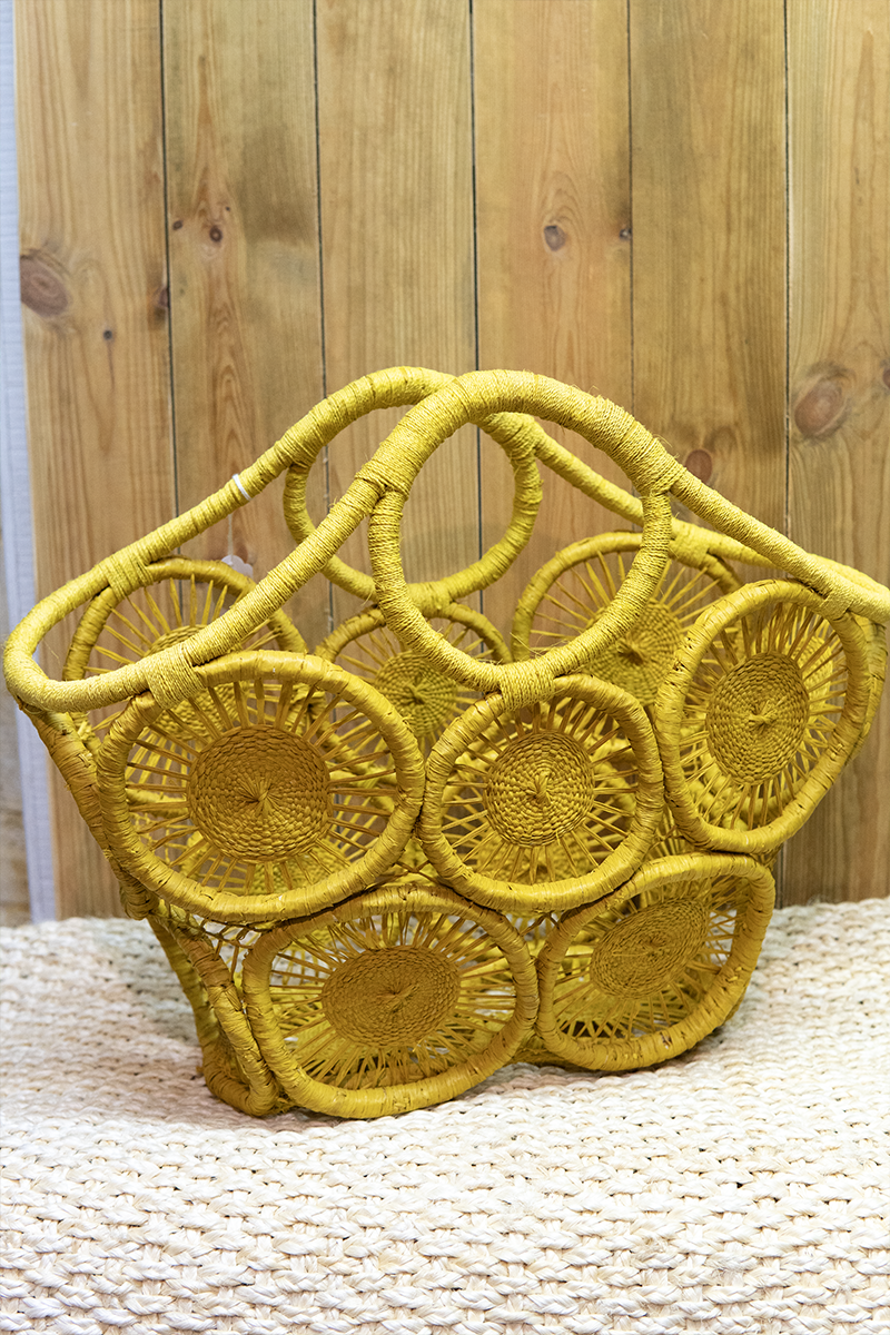 Panier macramé, anse corne de zébu