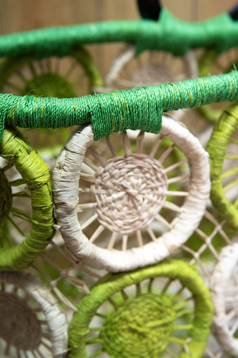 Panier macramé, anse corne de zébu