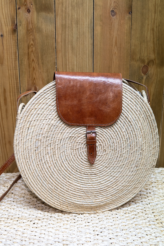 Sac à main rafia cuir
