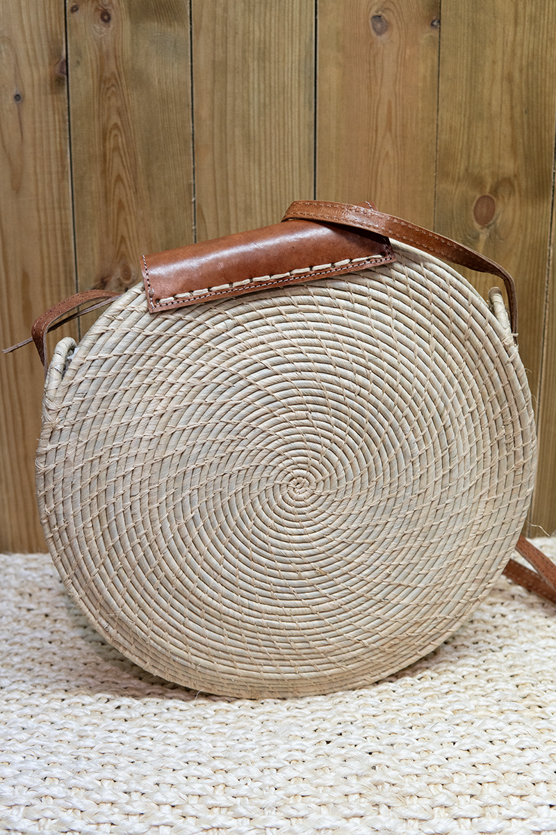 Sac à main rafia cuir