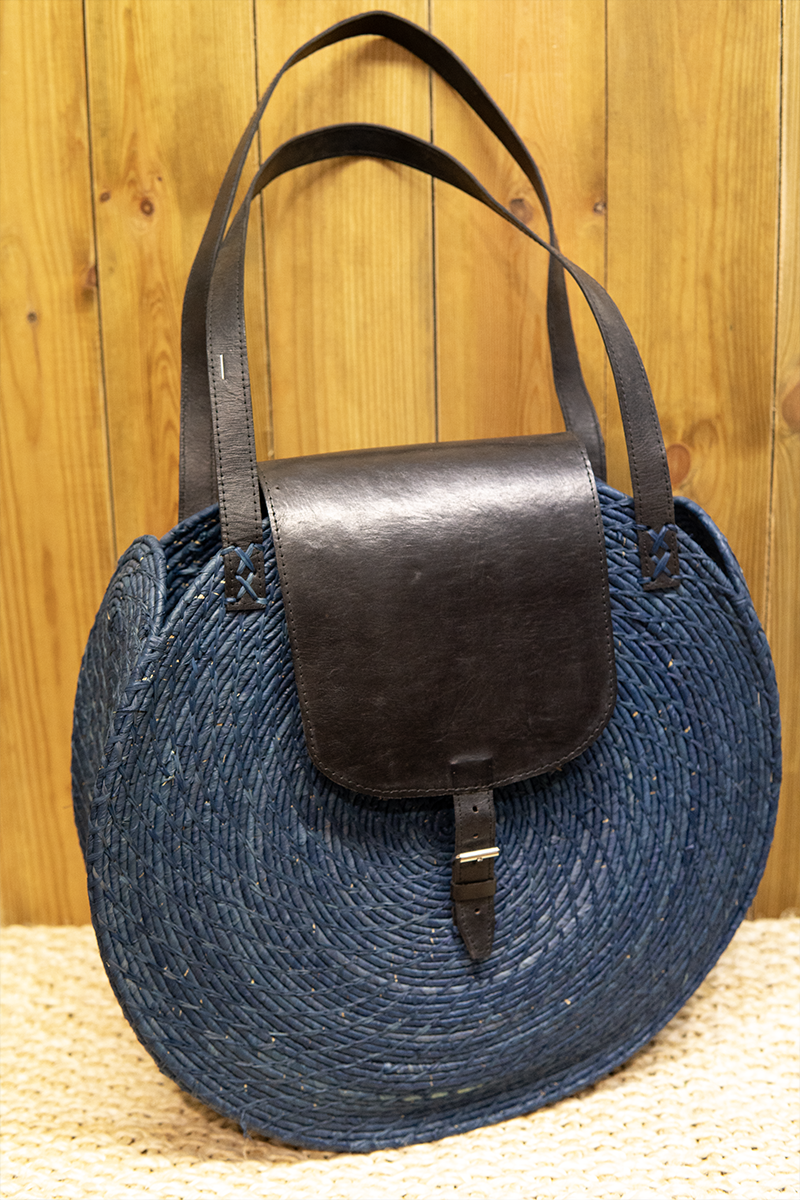 Sac à main rafia cuir