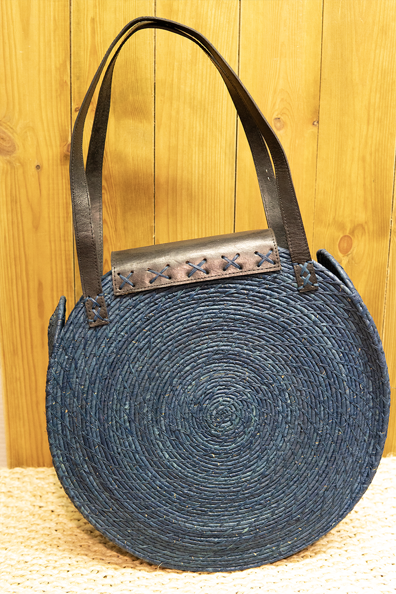 Sac à main rafia cuir