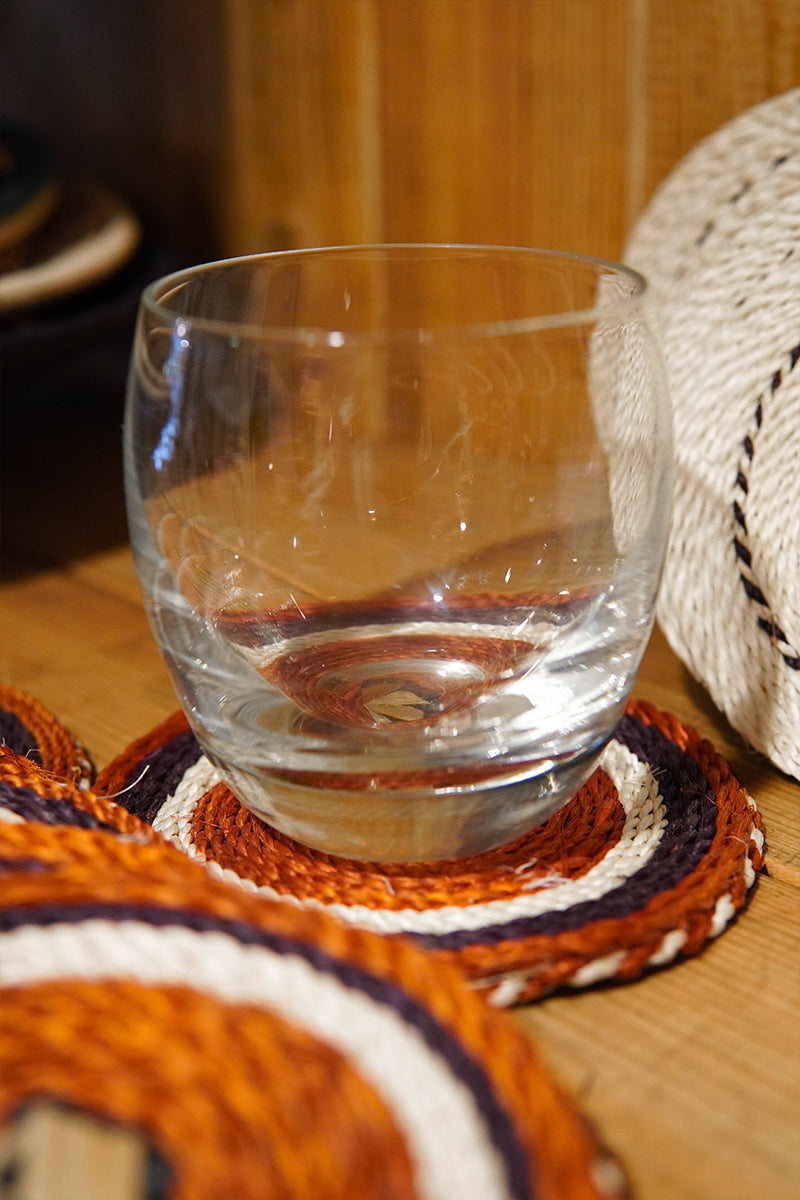 Sous-verre en raphia de Madagascar • Orange, pourpre & naturel